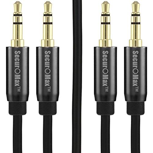 Product Cover SecurOMax Aux Cable (3.5mm, Male to Male) with Shielded Cord, 3.3 Feet, 2 Pack