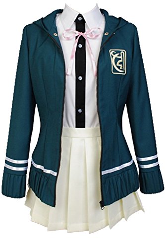 Product Cover Ya-cos Cosplay Female High School Chiaki Nanami Cosplay Outfit Uniform Dress Green (Female:Medium, Green)