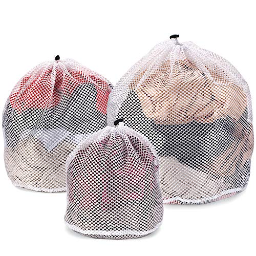 Product Cover Ovee Lando Drawstring Lingerie Laundry Wash bags Set for Delicates, Garments, Blouse, Sweaters, Bras, and Quilts, Set of 3, Include 3 different Type of size