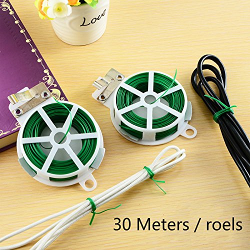 Product Cover Generic Plastic Twist Tie Wire Spool with Cutter for Garden Yard Plant 50m (Green)