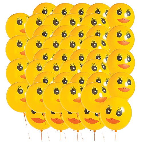 Product Cover Fun Express Duck Face Latex Balloons | 48 Count | Great for Animal-Themed Event, Kid's Birthday Party, Lakeside Occasion, Classroom Decoration
