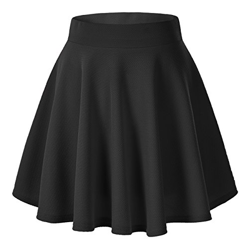 Product Cover Urban CoCo Women's Basic Versatile Stretchy Flared Casual Mini Skater Skirt (Medium, Black)