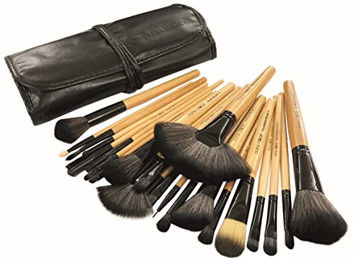 Product Cover Puna Store® 24 Piece Makeup Brush Set with Storage Pouch - Bamboo