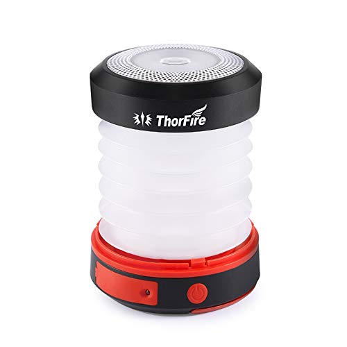 Product Cover ThorFire LED Camping Lantern Lights USB Rechargeable & Solar Powered Lantern Emergency Light, 3 Lighting Modes, Collapsible Flashlight for Camping, Home, Hiking, Fishing (Emergency Charger for Phone)