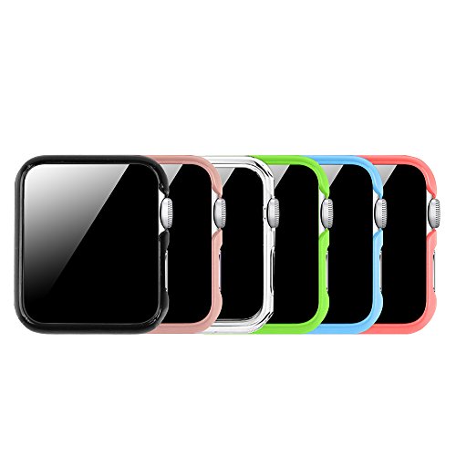Product Cover [6 Color Pack] Fintie for Apple Watch Case 42mm, Slim Lightweight Polycarbonate Hard Protective Bumper Cover for All Versions 42mm iWatch Series 3 (2017), Series 2 1 Sport & Edition - Multi Color A