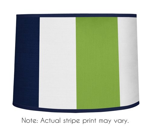 Product Cover Sweet Jojo Designs Navy Blue and Lime Green Stripe Lamp Shade
