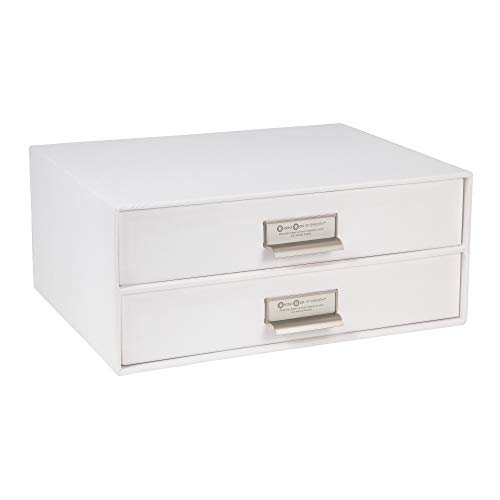 Product Cover Bigso Birger 2-Drawer Fiberboard Label Frame Document Letter Box, 5.7 x 13 x 9.8 in, White