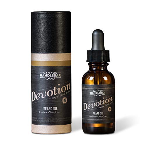 Product Cover Devotion - Patchouli and Floral Aroma - Premium Beard Oil for Men | 1 oz. Dropper Top Amber Glass Bottle