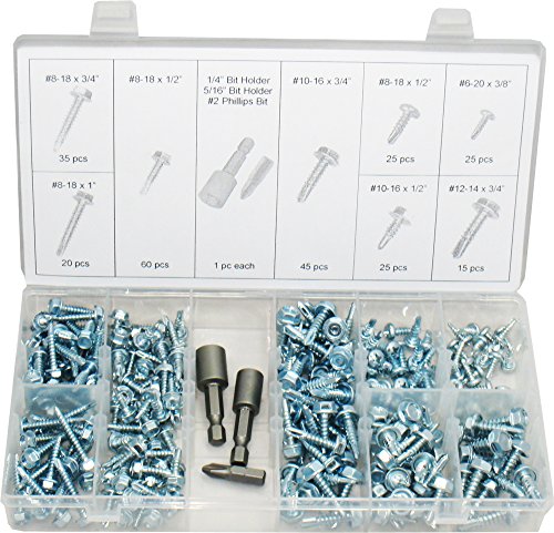Product Cover Swordfish 32360 Self Drill & Tap Screw Assortment Hex Washer Head Self Drilling Tapping Screw Hex Washer Head Tek Screw Assortment, 253 Piece