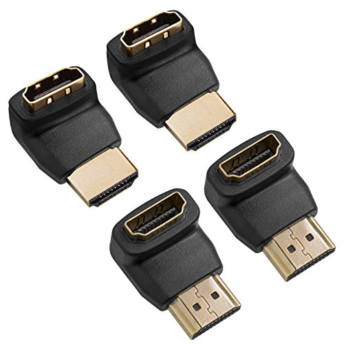 Product Cover Twisted Veins HDMI 90 & 270 Degree, 4-Pack, Right Angle Adapters/Connectors, Supports HDMI 2.0b 4K 60hz HDR