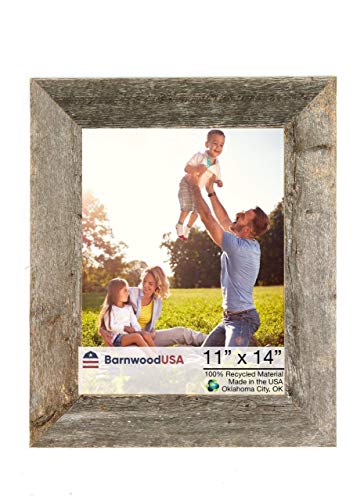 Product Cover BarnwoodUSA Rustic 11 by 14 Inch Picture Frame with 1 1/2 Inch Wide Molding - 100% Reclaimed Wood, Weathered Gray