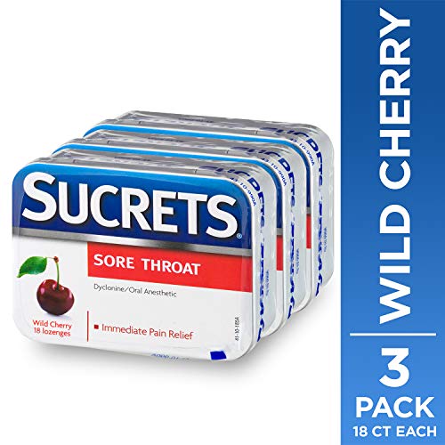 Product Cover Sucrets Sore Throat Lozenges, Wild Cherry Flavor, 3 Pack, 18 Count Each