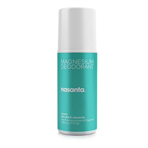 Product Cover nasanta Magnesium Deodorant for Women with Aloe & Chamomile - Australian Made Natural Deodorant, 100% Free of ALL Forms of Aluminum, 100% Unscented, 80 mL 2.7 Fl Oz Roll On