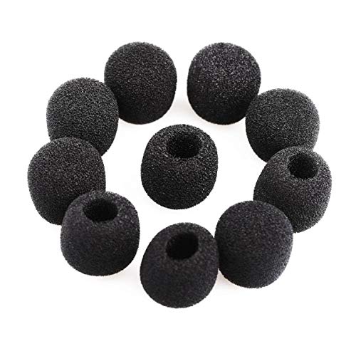 Product Cover Pixnor 15pcs Small Foam Mic Windshiled Windscreen Covers for Lavalier Lapel Microphone (Black)