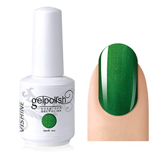 Product Cover Vishine Nail Salon UV Manicure Polish Soak Off Gel Polish Nail Art Pearl Dark Green (650)