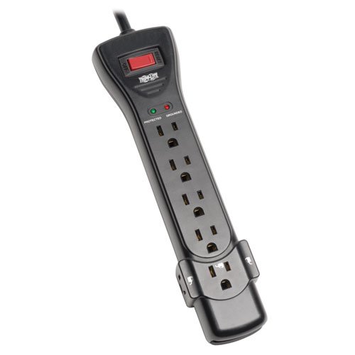 Product Cover Tripp Lite 7 Outlet Surge Protector Power Strip, Extra Long Cord 25ft, Right-Angle Plug, Black, Lifetime Limited Warranty & $75K INSURANCE (SUPER725B)