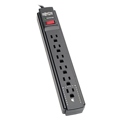 Product Cover Tripp Lite 6 Outlet Surge Protector Power Strip, Extra Long Cord 15ft, Black, & $20,000 INSURANCE (TLP615B)