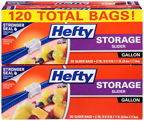 Product Cover Hefty Slider Storage Bags, Gallon Size, 4 Boxes of 30 Bags (120 Total)