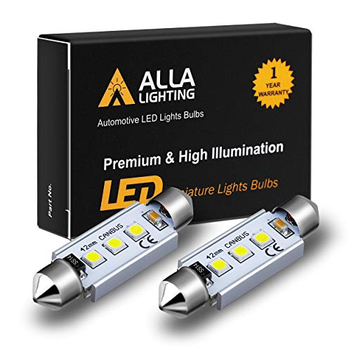 Product Cover Alla Lighting CANBUS 211-2 578 LED Bulbs Super Bright 41mm 42mm Festoon 3030 SMD 212-2 569 6413 LED Lights Bulb for Interior Map, Dome, Trunk, Step Courtesy, License Plate Lights, 6000K Xenon White