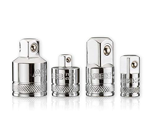 Product Cover ARES 70007 - 4-Piece Socket Adapter and Reducer Set - 1/4-Inch, 3/8-Inch, & 1/2-Inch Ratchet/Socket Set Extension/Conversion Kit - Premium Chrome Vanadium Steel with Mirror Finish