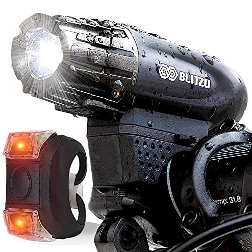 Product Cover BLITZU Gator 320 USB Rechargeable Bike Light Set Powerful Lumens Bicycle Headlight Free Tail Light, LED Front and Back Rear Lights Easy to Install for Kids Men Women Road Cycling Safety Flashlight