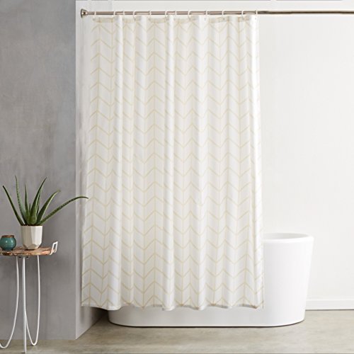 Product Cover AmazonBasics Shower Curtain with Hooks - 72 x 72 inches, Natural Herringbone