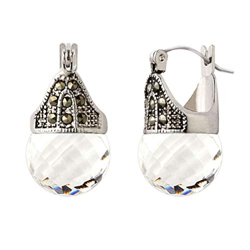 Product Cover Linda Schnoll Hematite and Ball Hinged Pierced Earrings - Swarovski Crystal Faceted