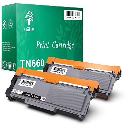 Product Cover GREENSKY Compatible Toner Cartridge Replacement for Brother TN660 TN630 DCP-2560DN MFC-L2707DW MFC-L2700DW HL-L2380DW DCP-L2540DW HL2340DW MFC-L2740DW MFC-L2685DW HL-L2300D Printer (Black, 2-Pack)