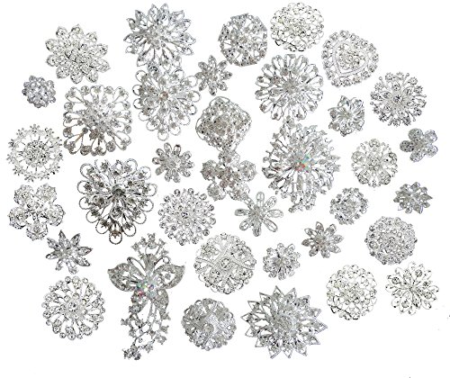 Product Cover L'VOW Silver Crystal Broaches Brooch Pins Wedding Brooches Bouquet Kit Pack of 25Pcs