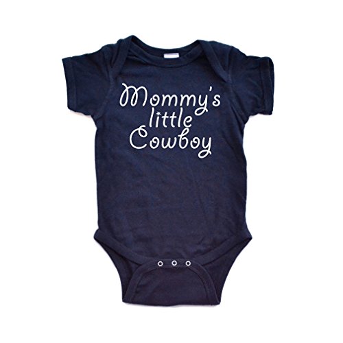 Product Cover Apericots Mommy's Little Cowboy Adorable Cute Baby Soft Cotton Country Western Boy Creeper (6 Months, Navy Blue)