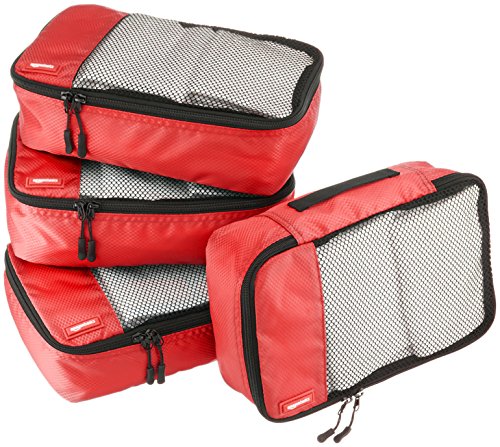 Product Cover AmazonBasics 4 Piece Small Packing Travel Organizer Cubes Set - Red