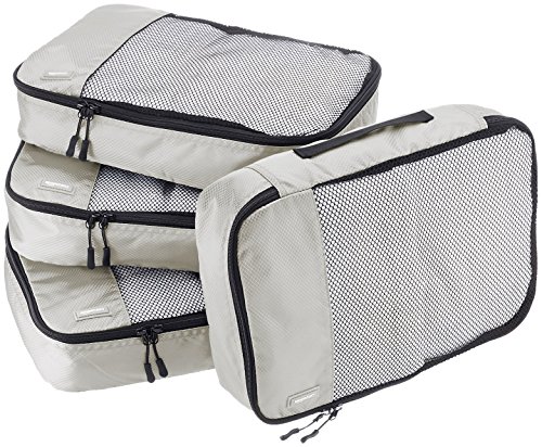 Product Cover AmazonBasics 4 Piece Packing Travel Organizer Cubes Set - Medium, Grey