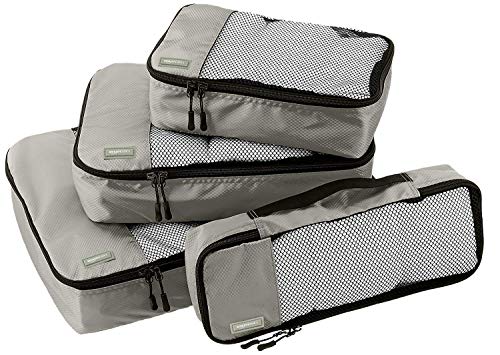 Product Cover AmazonBasics Packing Cubes/Travel Pouch/Travel Organizer - Small, Medium, Large, and Slim, Grey (4-Piece Set)