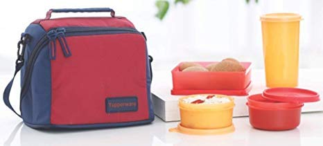 Product Cover TP-860-T187 Tupperware Premier Lunch (Including Bag) With Two Bowls, One Tumbler and One Square Box allows you to Pack a Complete Lunch