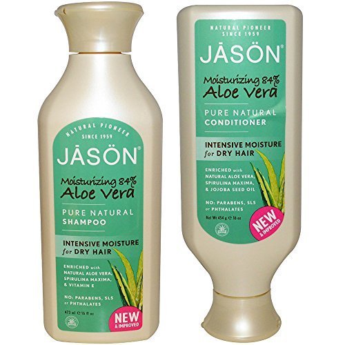 Product Cover JASON All Natural Organic Aloe Vera Shampoo and Conditioner Bundle with Dry Hair Treatment Product, Calendula, Chamomile and Grapefruit, No Sulfates, No Parabens, Vegan, 16 fl oz each