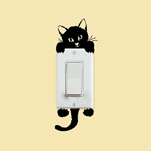 Product Cover Decalgeek Cat Wall Stickers Light Switch Decor Decals Art Mural Baby Nursery Room