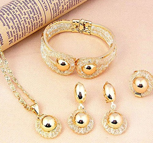 Product Cover Pixel Jewelry 1985 - African Costume Necklace Set Party Fashion Women Dubai Gold Plated Jewelry Sets