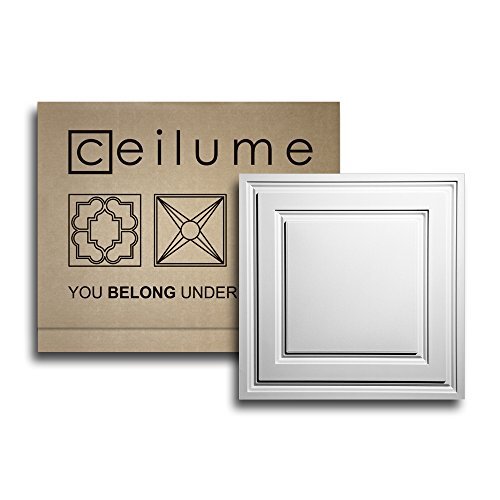Product Cover Ceilume 10 pc Stratford Ultra-Thin Feather-Light 2x2 Lay in Ceiling Tiles - for Use in 1