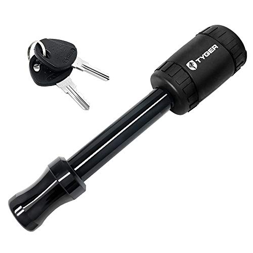Product Cover Tyger Solid Black Hitch Pin Lock with Key fits 5/8inch Pin Holes on 2inch Hitch Receiver | Load Rating 12,000 Lbs Hitch Lock