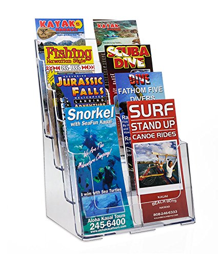 Product Cover Source One 8 Pocket 4 Tier Clear Acrylic Brochure Holder Organizer Counter Top or Wall Mount