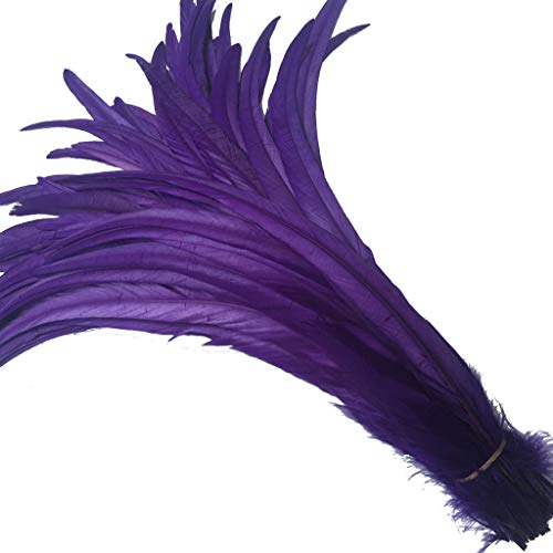 Product Cover Shekyeon 12-14inch Rooster Tail Feather Used Hats Costume Decoration Pack of 50(Purple)