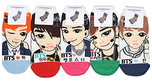 Product Cover Women's Kpop BTS Socks 5 Pack,Multi Colors,Sock size 9-11, fits shoe 6-9