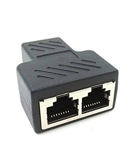 Product Cover Poyiccot RJ45 1 to 2 Splitter Adapter, Network Adapter 1 Female to 2 Port Female CAT 5/CAT 6 LAN Ethernet Socket Connector Adapter With PCB Board inside (ONLY ONE Female Port Workable At A time)