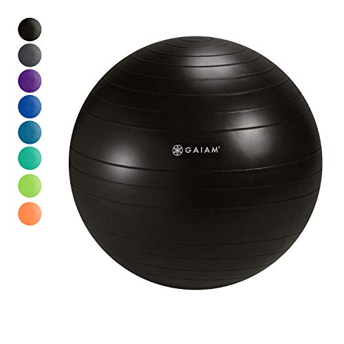 Product Cover Gaiam Classic Balance Ball Chair Ball - Extra 52cm Balance Ball for Classic Balance Ball Chairs, Glossy Black, Hand pump included