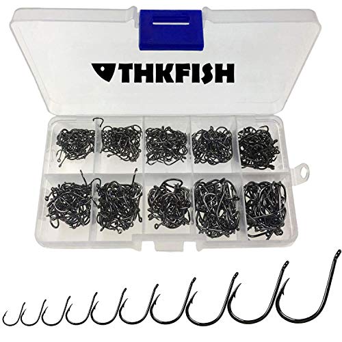Product Cover Bass_season THKFISH Fishing Hooks Freshwater Fishing Tackle High Carbon Steel Fishing Hooks with Plastic Box 10Sizes 500Pcs