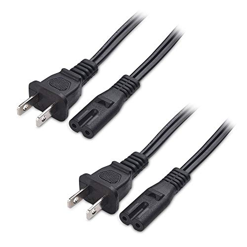 Product Cover Cable Matters 2-Pack Non-Polarized 2 Slot Power Cord (2 Slot Power Cable) 6 Feet (NEMA 1-15P to IEC C7)