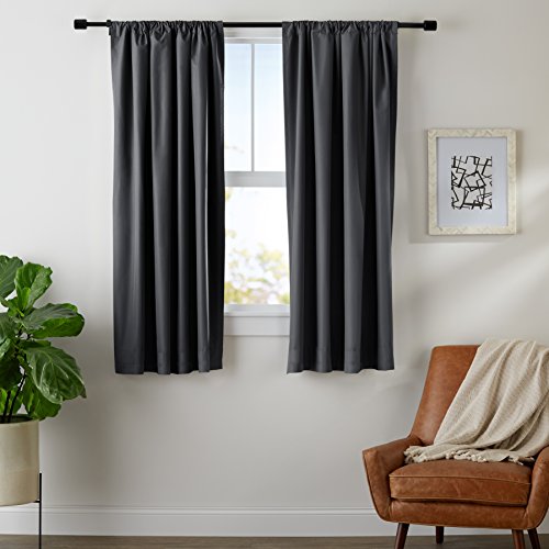 Product Cover AmazonBasics Room Blackout Window Panel Curtains - Pack of 2, 52 x 63 Inch, Black