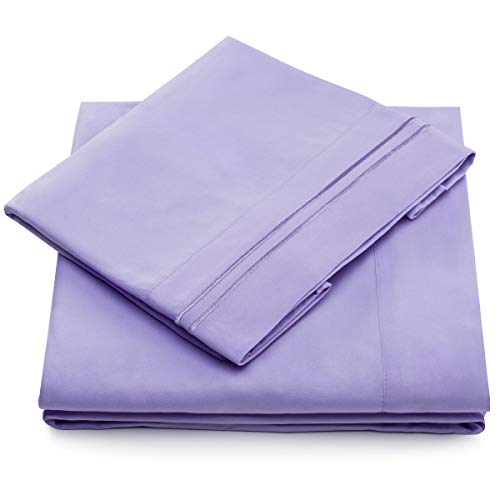 Product Cover Full Size Bed Sheets - Lavender Luxury Sheet Set - Deep Pocket - Super Soft Hotel Bedding - Cool & Wrinkle Free - 1 Fitted, 1 Flat, 2 Pillow Cases - Light Purple Full Sheets - 4 Piece