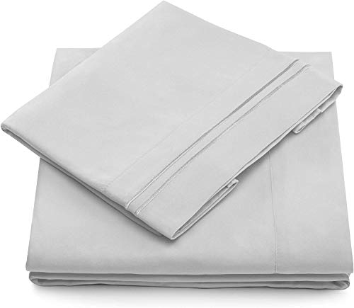 Product Cover Cosy House Collection 1500 Series Bed Sheet Set - Super Soft Hotel Luxury Bedding - Wrinkle, Stain & Fade Resistant - Hypoallergenic - 4 Piece (Queen, Silver)