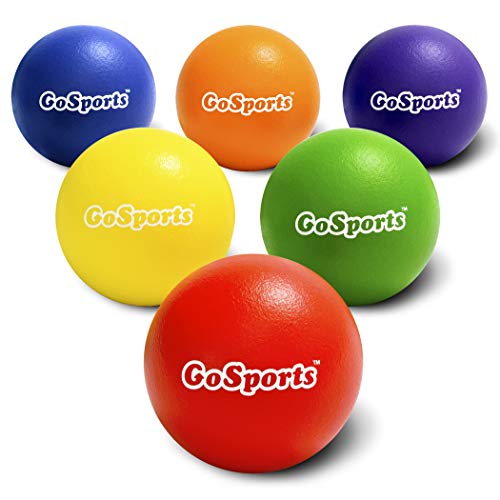 Product Cover GoSports Strong Skin Foam Playground Dodgeballs - 6 Pack for Kids (6 in) & Adults (7 in) - w/Mesh Carry Bag, Multicolor, 6 inch
